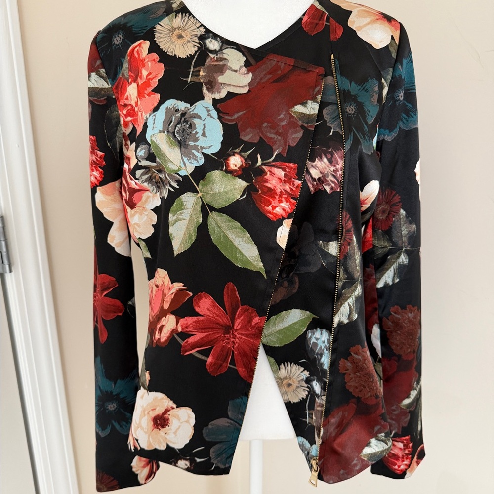 Boston Proper Black Floral Jacket